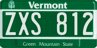 VT license plate ZXS812
