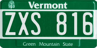 VT license plate ZXS816
