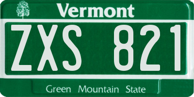 VT license plate ZXS821