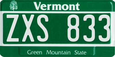 VT license plate ZXS833