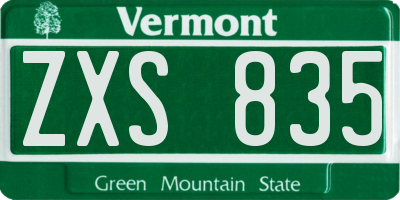 VT license plate ZXS835