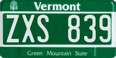 VT license plate ZXS839