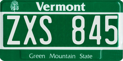 VT license plate ZXS845