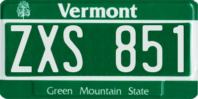 VT license plate ZXS851