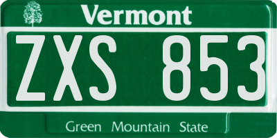 VT license plate ZXS853
