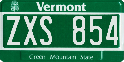 VT license plate ZXS854