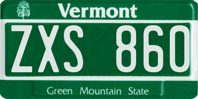 VT license plate ZXS860