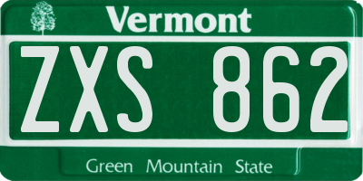 VT license plate ZXS862