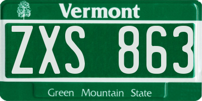 VT license plate ZXS863