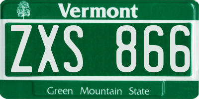 VT license plate ZXS866