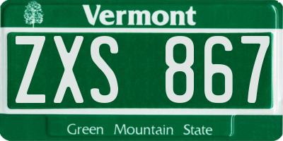 VT license plate ZXS867