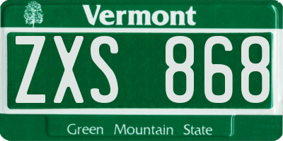 VT license plate ZXS868