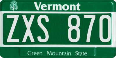 VT license plate ZXS870