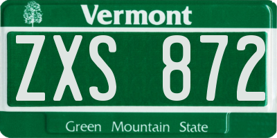 VT license plate ZXS872