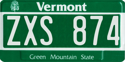 VT license plate ZXS874