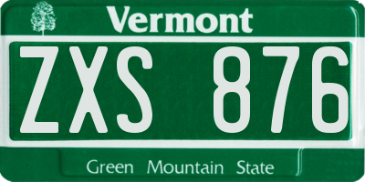 VT license plate ZXS876
