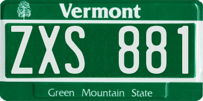 VT license plate ZXS881
