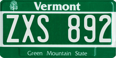 VT license plate ZXS892