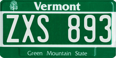 VT license plate ZXS893