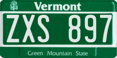 VT license plate ZXS897