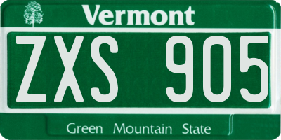 VT license plate ZXS905