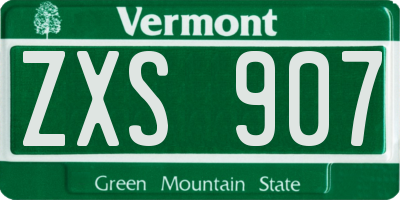 VT license plate ZXS907
