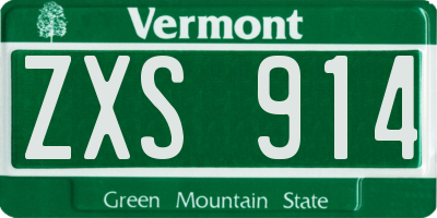 VT license plate ZXS914