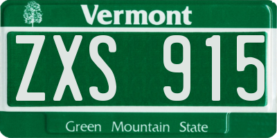 VT license plate ZXS915