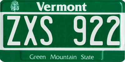 VT license plate ZXS922