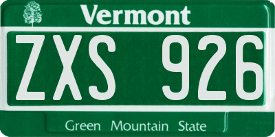 VT license plate ZXS926