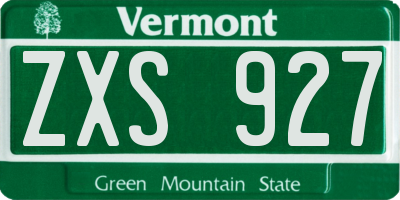 VT license plate ZXS927