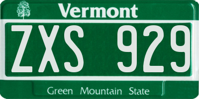 VT license plate ZXS929