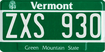 VT license plate ZXS930