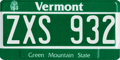VT license plate ZXS932