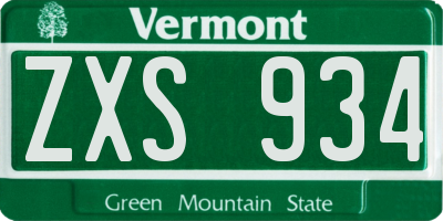 VT license plate ZXS934