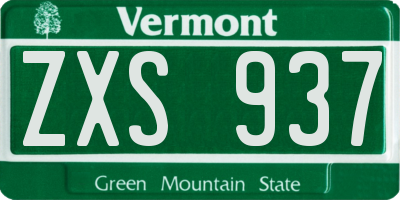 VT license plate ZXS937