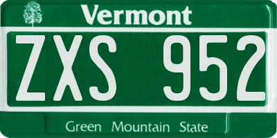 VT license plate ZXS952