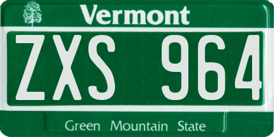 VT license plate ZXS964