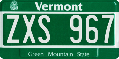 VT license plate ZXS967