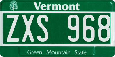 VT license plate ZXS968