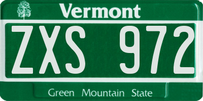 VT license plate ZXS972