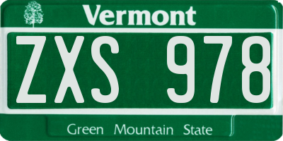 VT license plate ZXS978