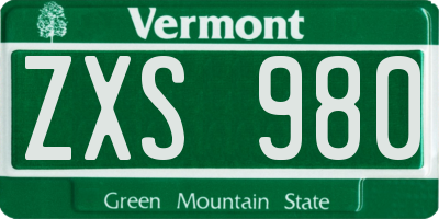VT license plate ZXS980