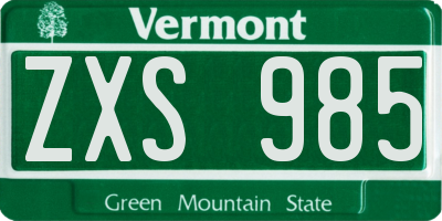 VT license plate ZXS985