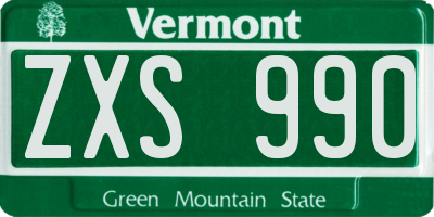 VT license plate ZXS990