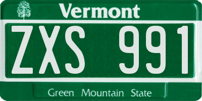 VT license plate ZXS991