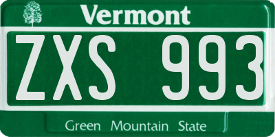 VT license plate ZXS993