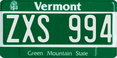 VT license plate ZXS994