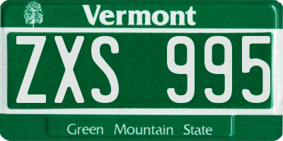 VT license plate ZXS995