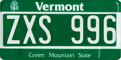 VT license plate ZXS996